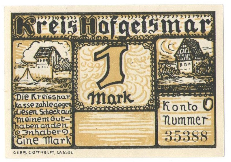 1 mark banknot zastępczy Gieselwerder