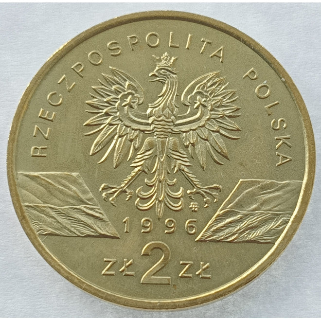 2 zł 1996 - Zwierzęta świata: Jeż (łac. Erinaceus europaeus)