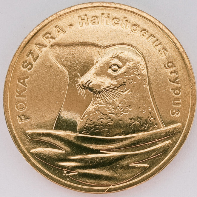 2 zł 2007 - Zwierzęta świata: Foka szara (łac. Halichoerus grypus)