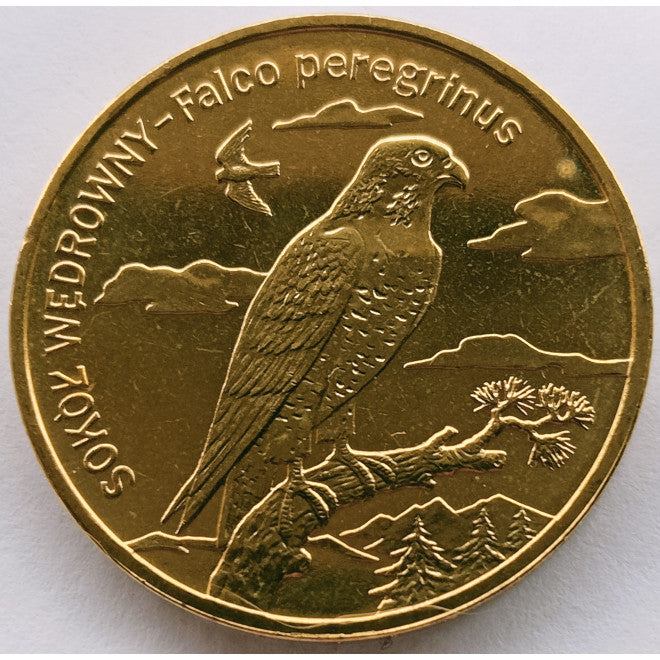 2 zł 2008 - Zwierzęta świata: Sokół wędrowny (łac. Falco peregrinus)