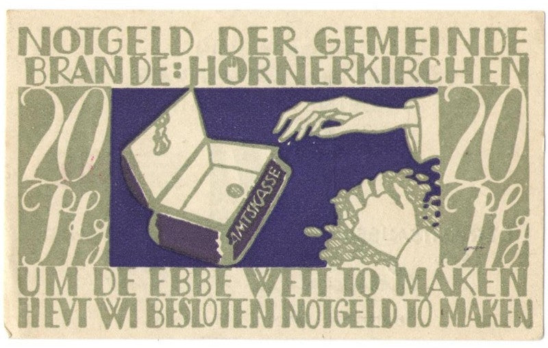 20 Pf banknot zastępczy Brande-Hörnerkirchen 1922