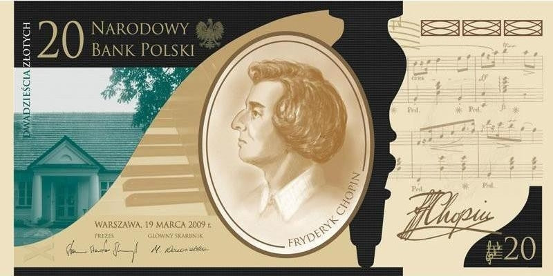 20 zł, Banknot - 200. rocznica urodzin Fryderyka Chopina