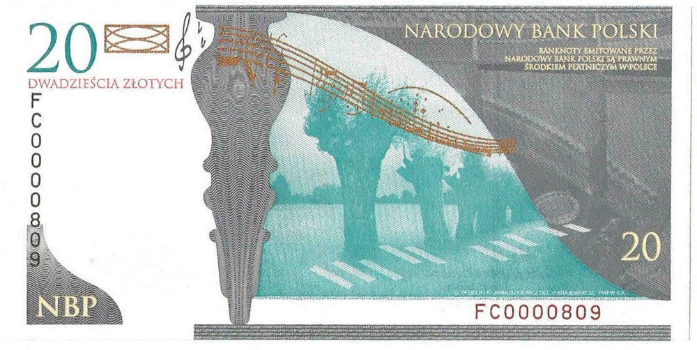 20 zł, FC0000809 200. rocznica urodzin Fryderyka Chopina, niski numer