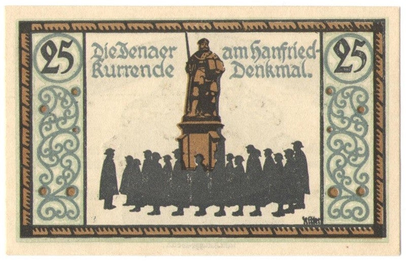 25 Pf banknot zastępczy Denkmal 1921