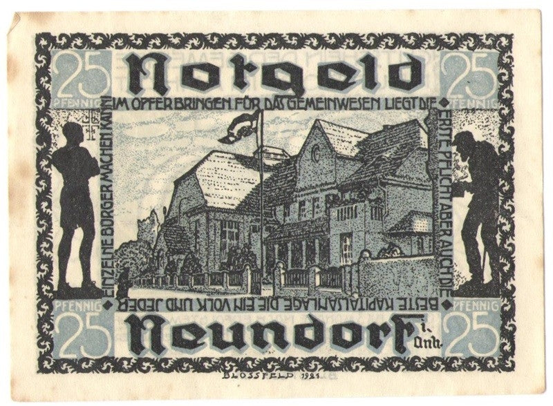 25 Pf banknot zastępczy Neundorf 1921