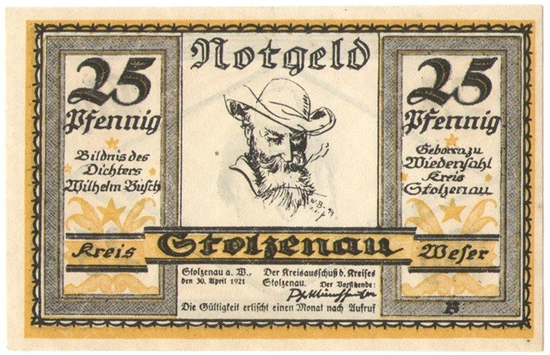 25 Pf banknot zastępczy Stolzenau an der Weser 1921