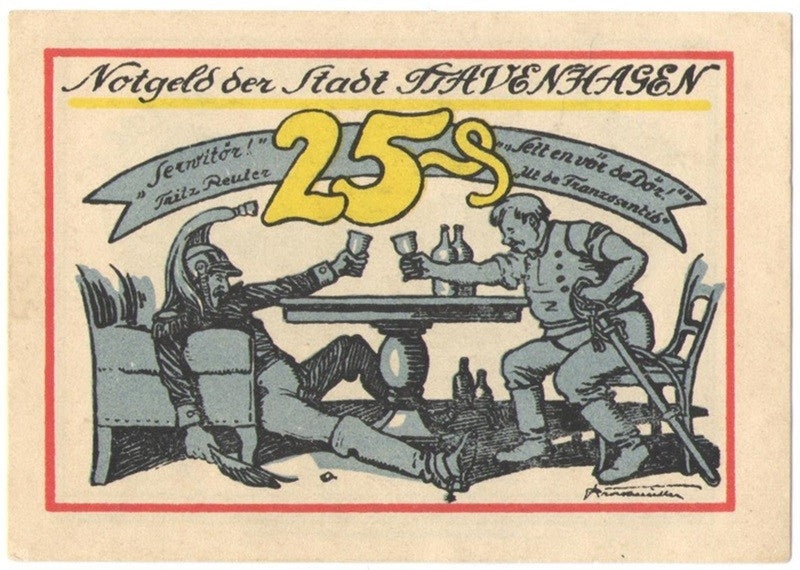 25 Pf banknot zastępczy Zettemin 1921