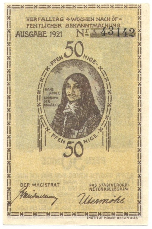 50 Pf banknot zastępczy Gutscheinserie der Stadt Plön 1921