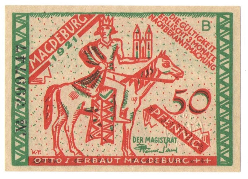 50 Pf banknot zastępczy Magdeburg 1921