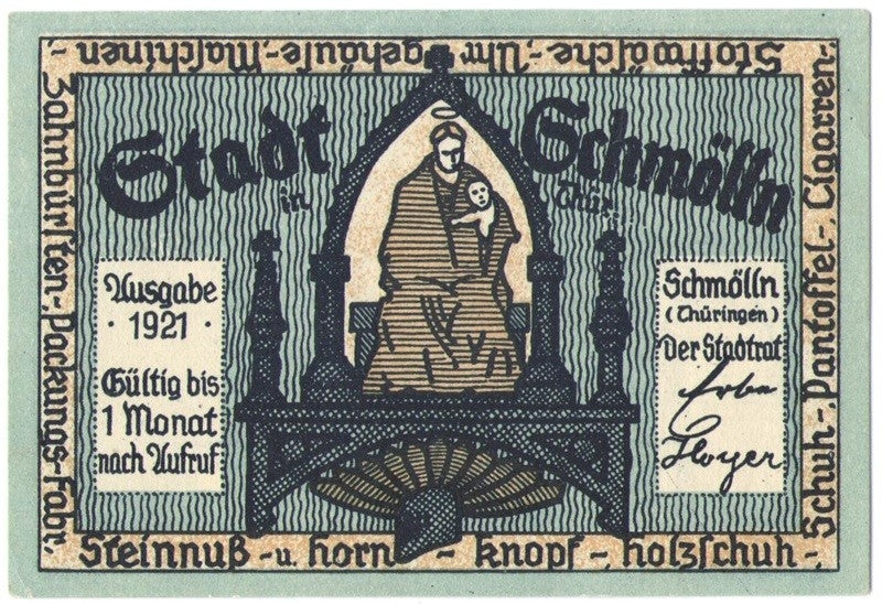 50 Pf banknot zastępczy Schmölln 1921