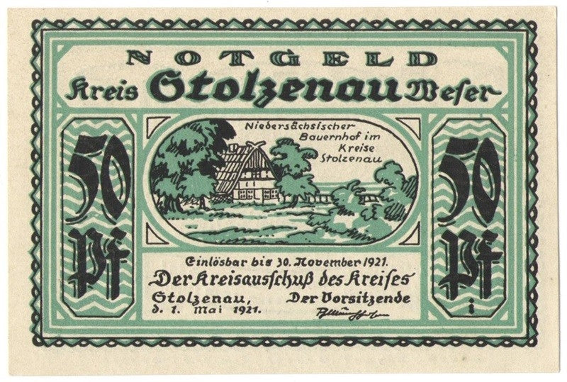 50 Pf banknot zastępczy Stolzenau 1921
