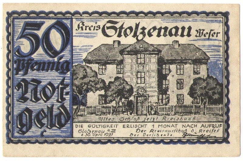 50 Pf banknot zastępczy Stolzenau an der Wese 1921