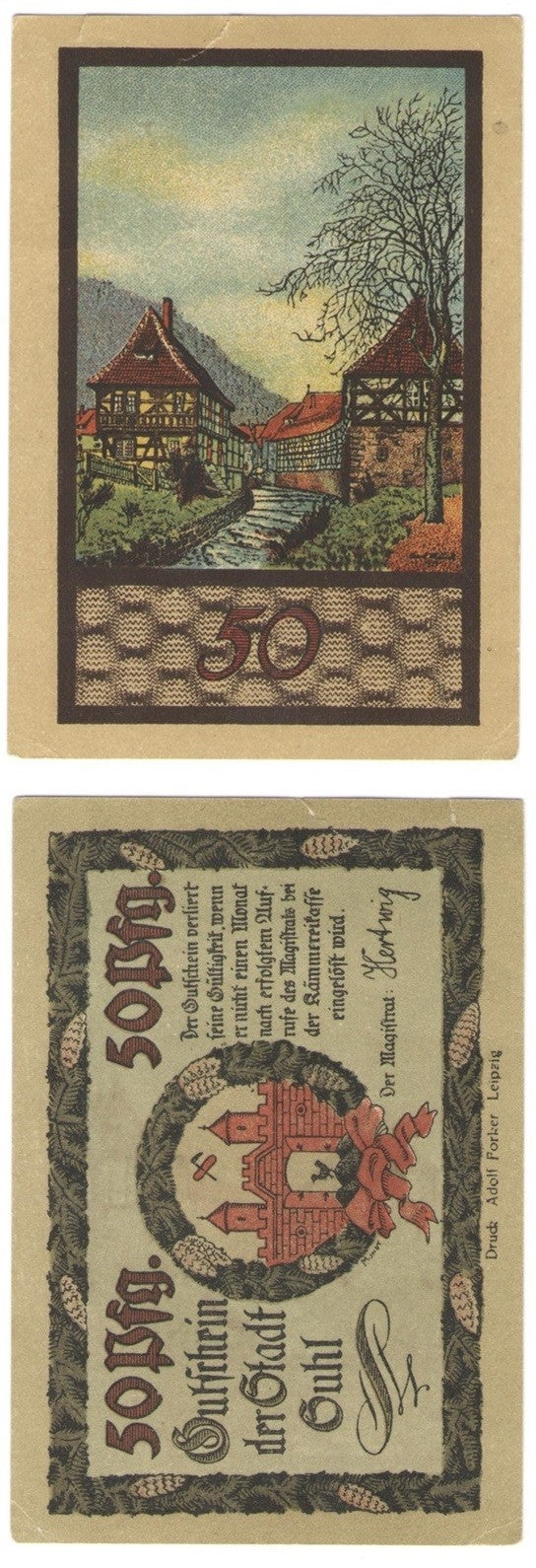 50pf banknot zastępczy, SUHL 1922