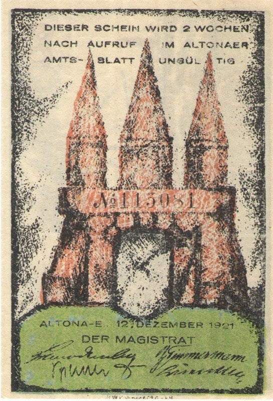 60 Pf banknot zastępczy Altona 1921