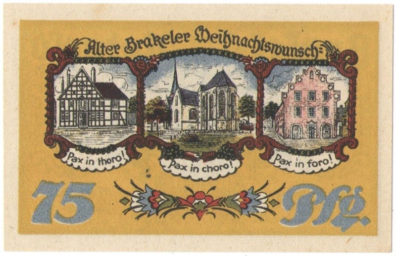 75 Pf banknot zastępczy Brakel 1922