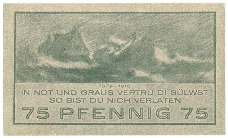 75 Pf banknot zastępczy Notgeldschein des Ostseebades Niendorf