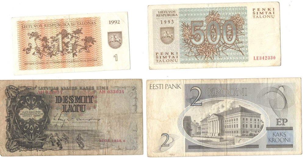 Banknoty Litwa, Łotwa, Estonia 1938-1993, stany 2-4