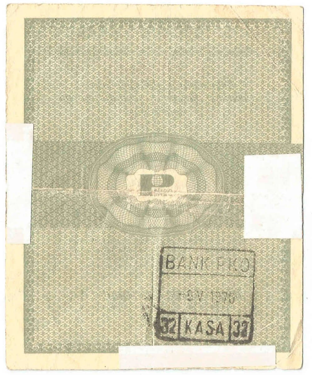 Bon towarowy 1 cent 1960, seria BI, stan 3-