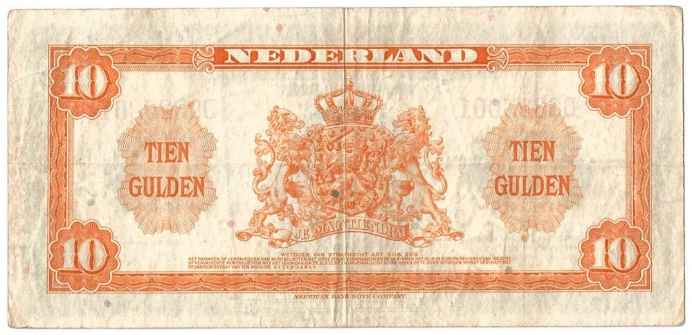 Holandia - 10 Guldenów 1943 r. - Stan 3