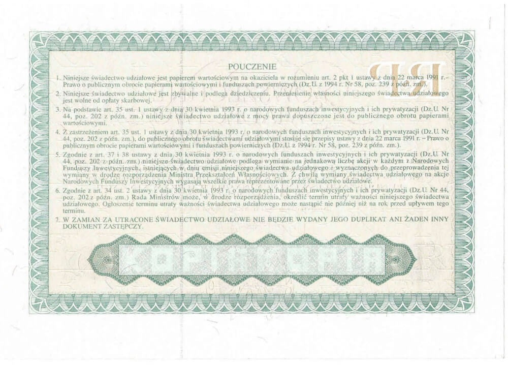 Powszechne świadectwo udziałowe, AF0531679
