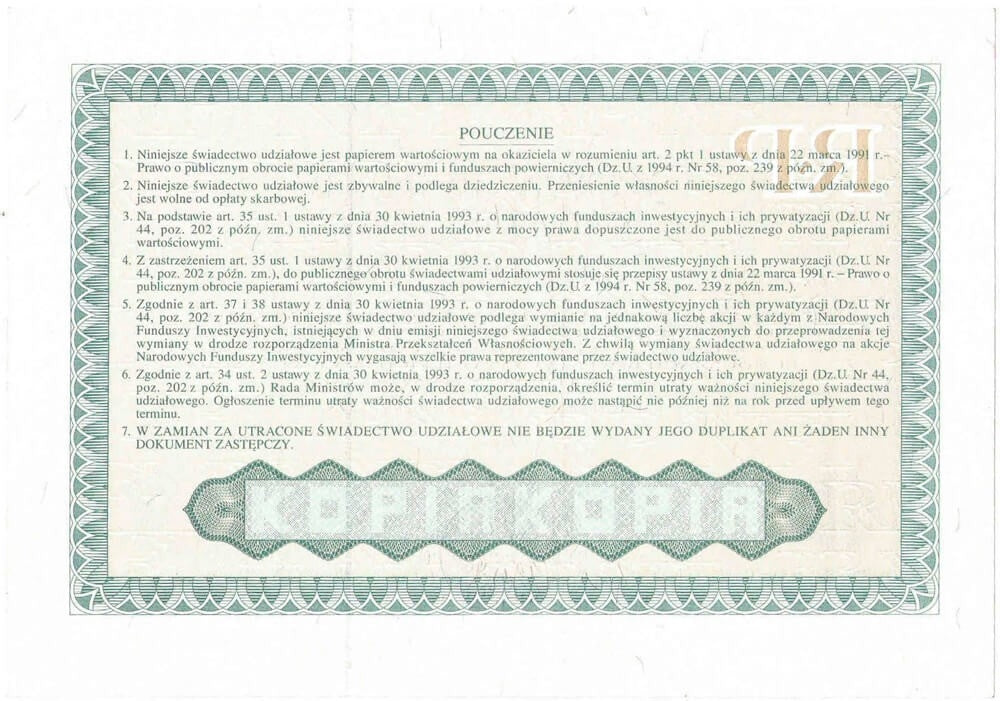 Powszechne świadectwo udziałowe, AA0006010