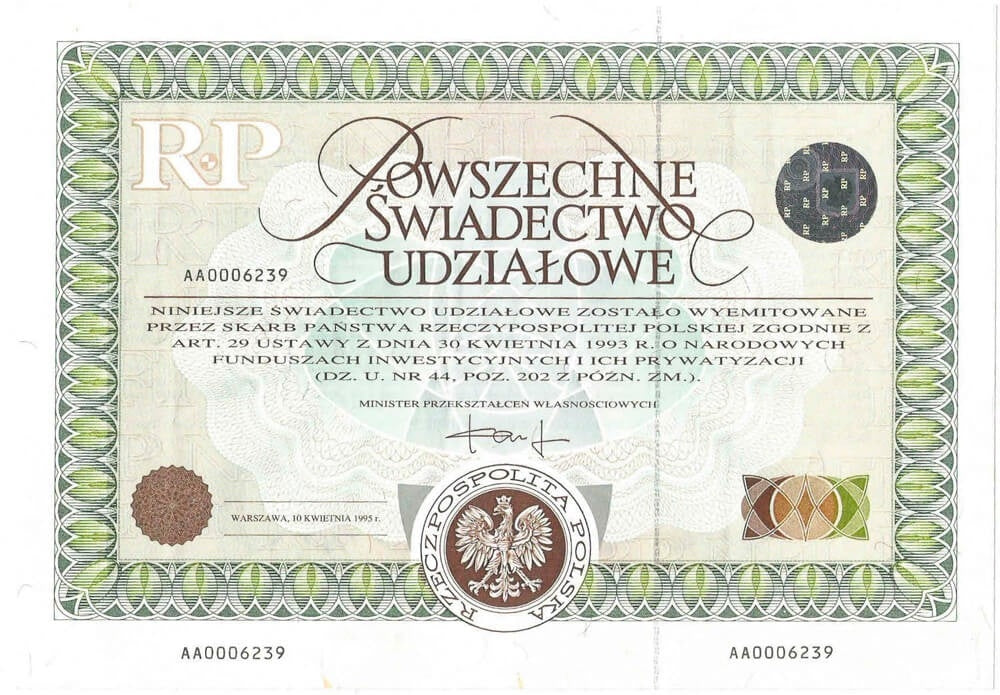 Powszechne świadectwo udziałowe, AA0006239