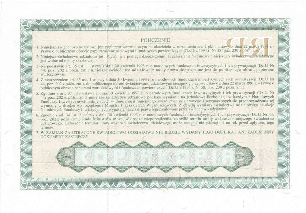 Powszechne świadectwo udziałowe, AF0505298