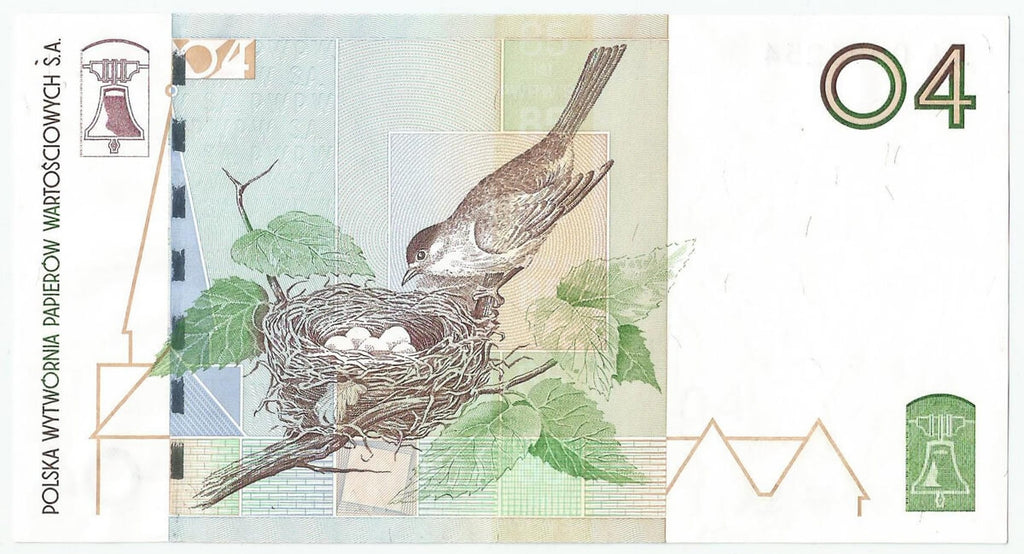 kopia PWPW Banknot Testowy PTASZKI 2004, seria AA