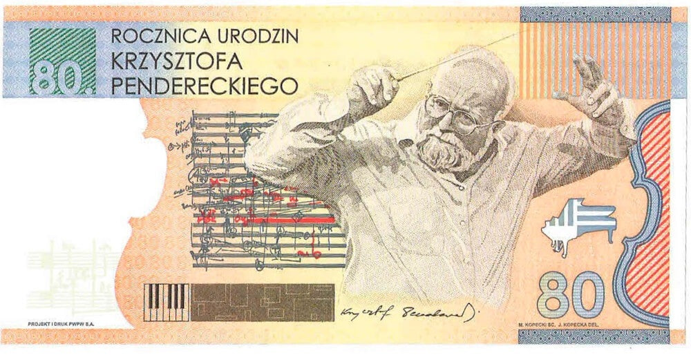 PWPW S.A  Banknot testowy Penderecki + folder