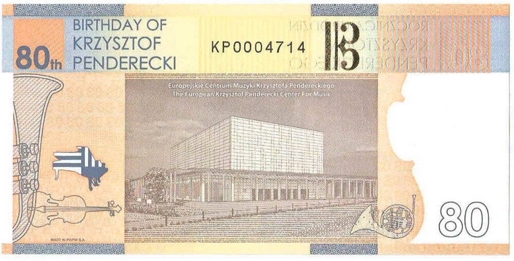 PWPW S.A  Banknot testowy Penderecki + folder