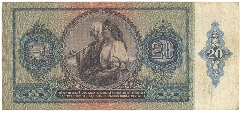 Węgry, 20 pengo 1941, seria C 452, stan 2-